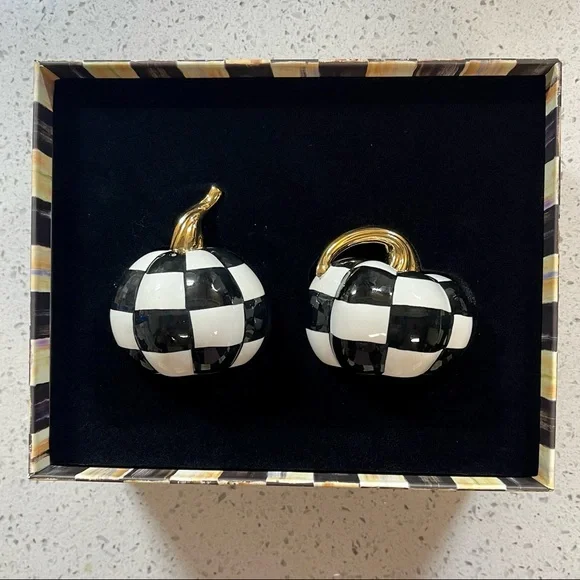 MacKenzie-Childs Mod Pumpkin Salt & Pepper Set - Picture 2 of 4